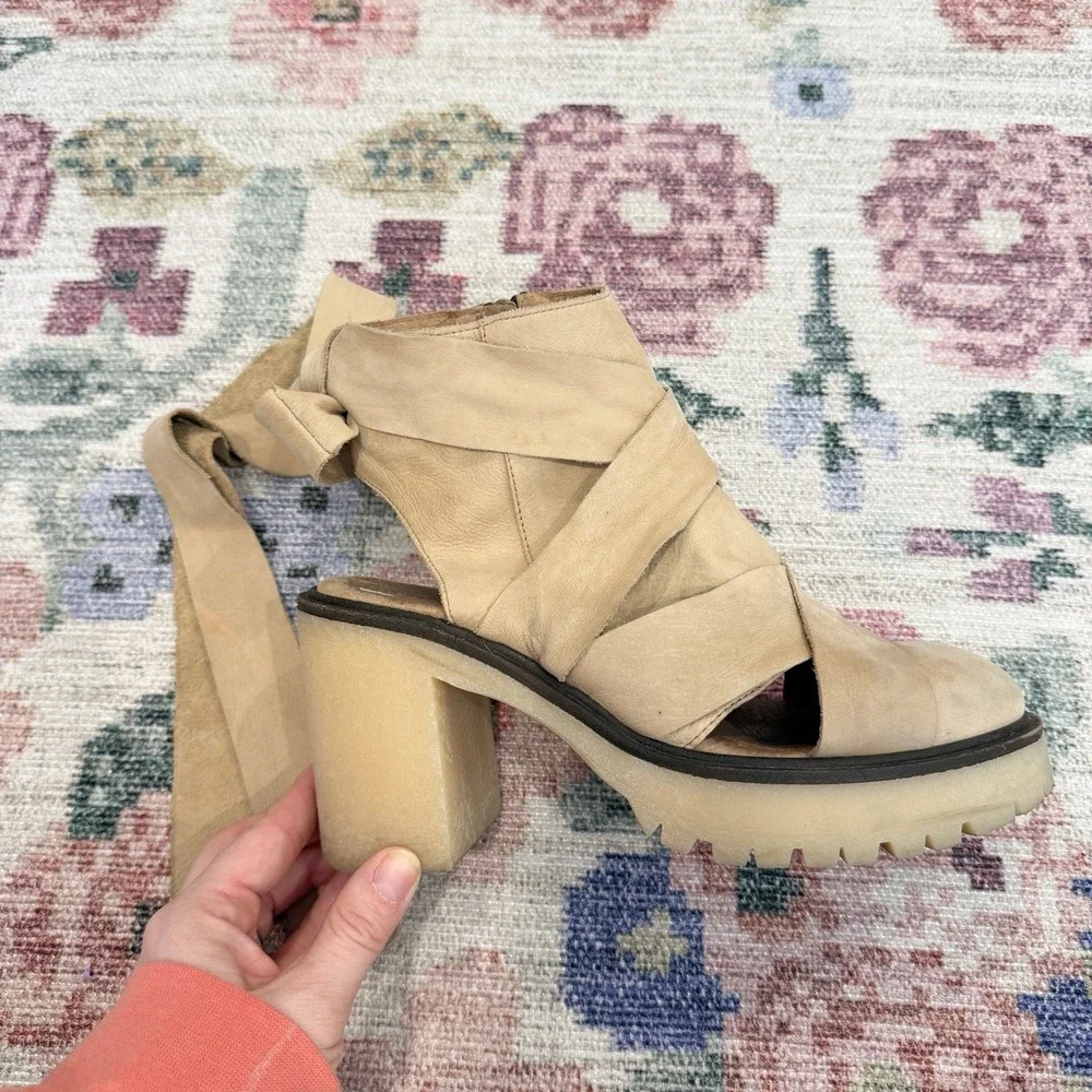 Free People Womens Chunky Platform Ankle Sandals Size 37 US 6/6.5 Boho Festival